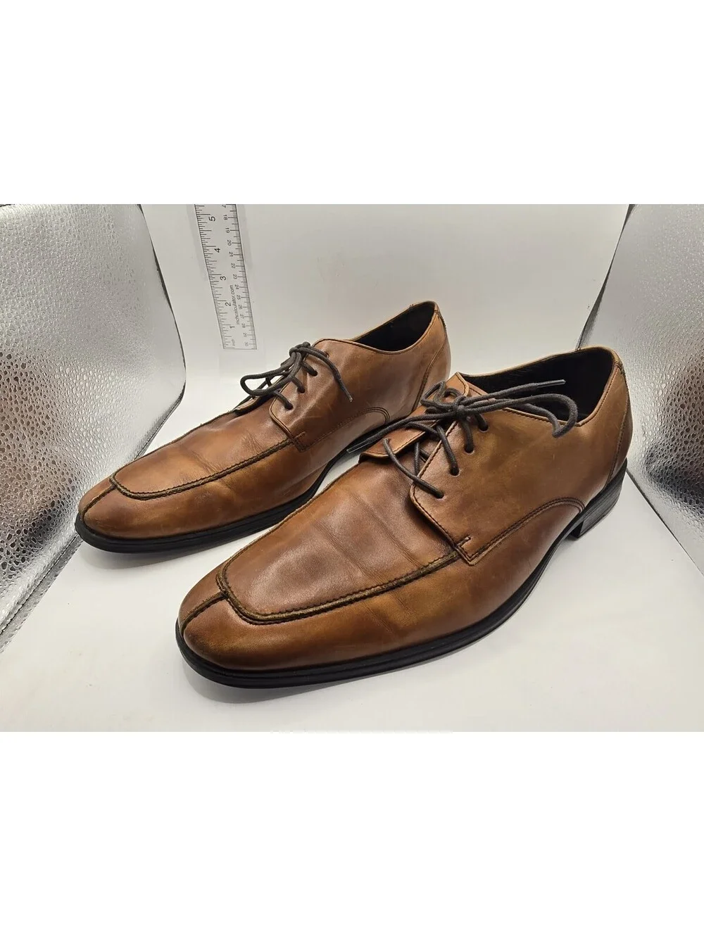 Cole Haan NikeAir Mens 11 M Tan Leather Apron Toe Derby Dress Shoes C09161